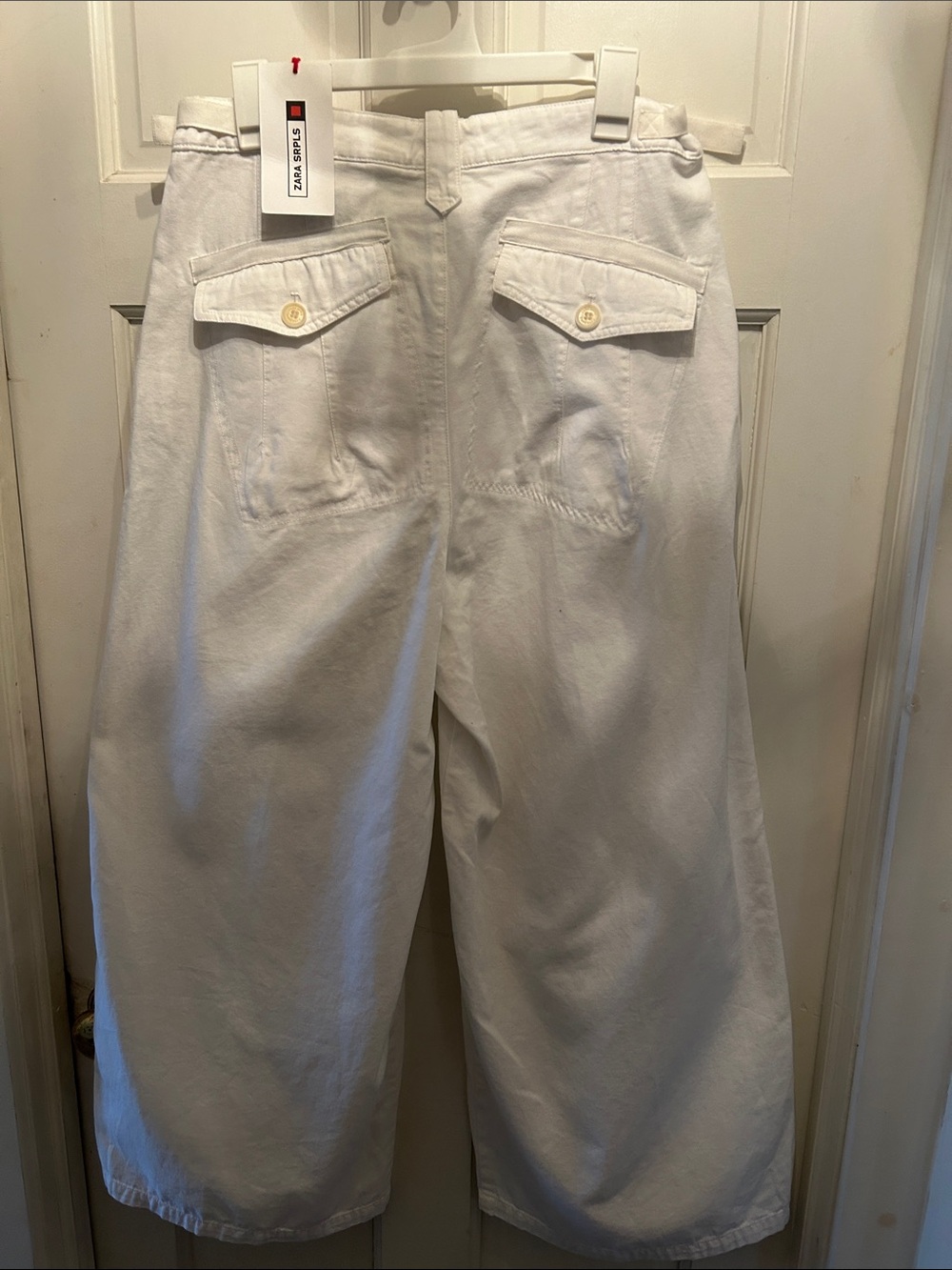 Zara NWT Wide Leg White Cotton Pants - Picture 9 of 11